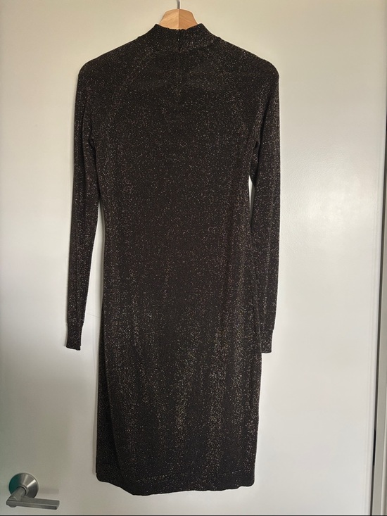 Michael Kors Long-Sleeve Metallic Cutout Bodycon Dress - Black Gold - Picture 3 of 3